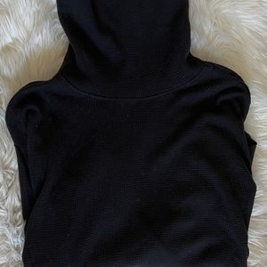 TNA Waffle Knit Turtle Neck in Black